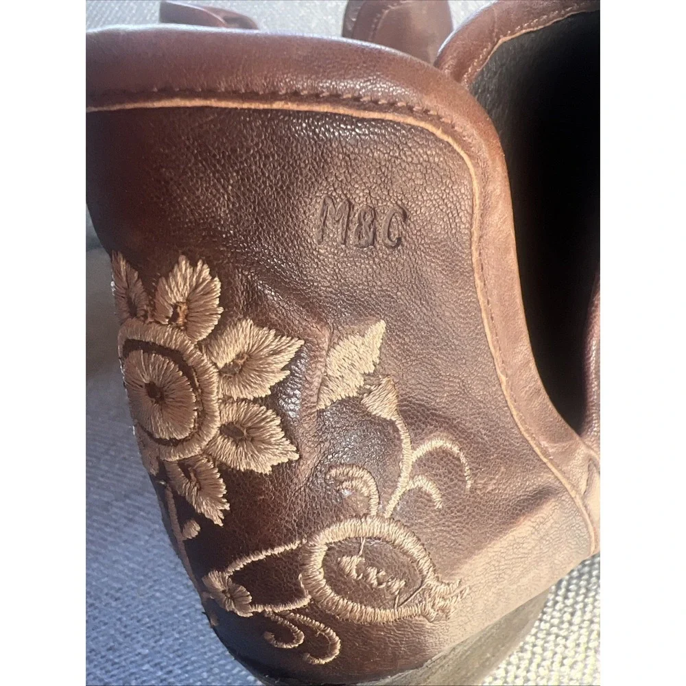 Musse & Cloud Ashila Ankle Boots Womens Size 7 EUR 38 Brown Leather Side Cutouts - Picture 10 of 11